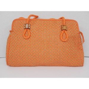 Sears Roebuck & Co. Vintage 1960's Made in Japan Straw Orange Mod Handbag Purse